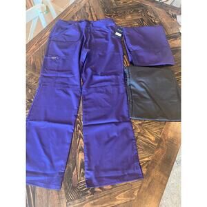 Cherokee Workwear Scrub Bottoms Bundle Women Medium Purple Gray Nurse Dentist